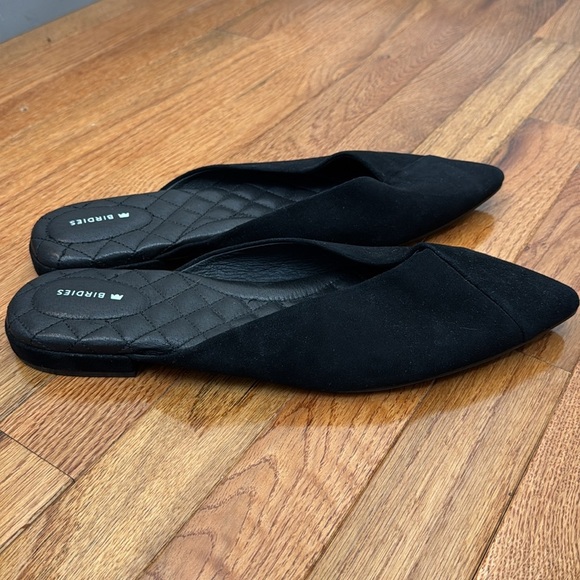 Birdies The Swan Black Suede Pointed-Toe Slides with Quilted Insole, Size 12 - Picture 7 of 8
